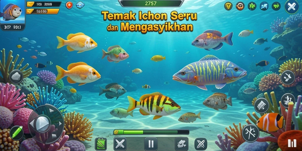 Tampilan gameplay penuh aksi dalam permainan Tembak Ikan 2757.