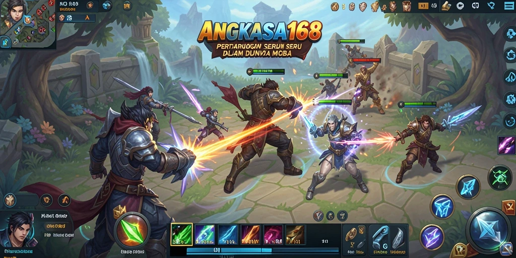Screenshot gameplay seru di ANGKASA168 dengan aksi MOBA yang intens.
