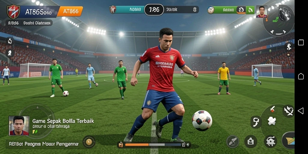 Screenshot utama AT866 menampilkan aksi mendebarkan permainan sepak bola.