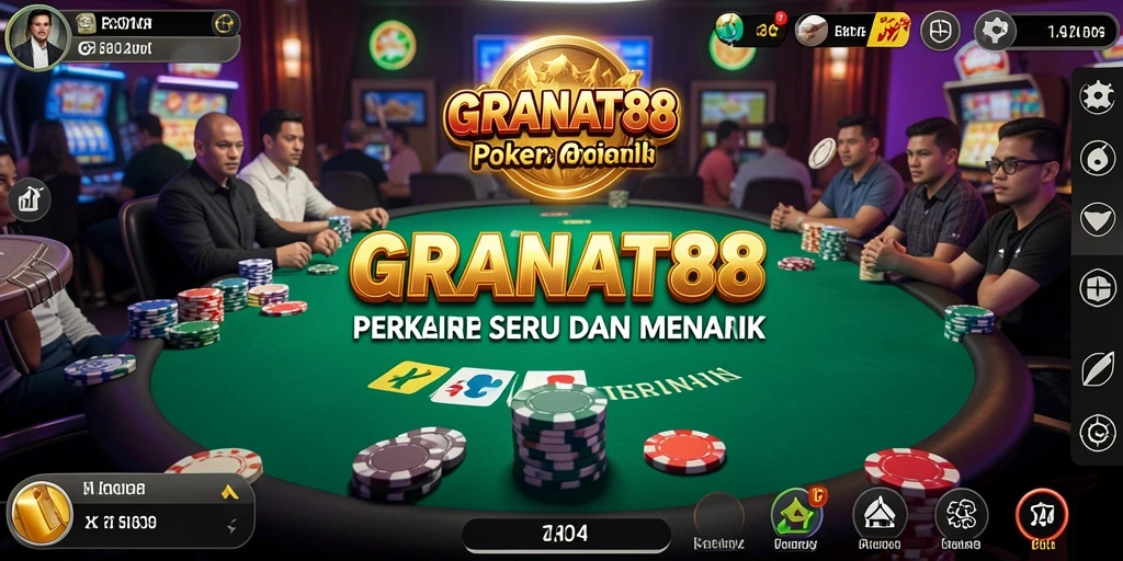 Screenshot gameplay GRANAT88 yang menunjukkan suasana poker yang intens.